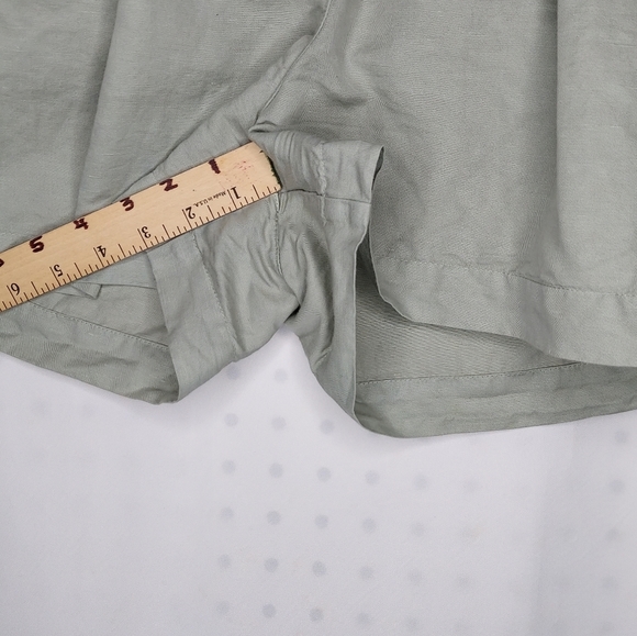 Hannes Roether Linen-Cotton Shorts Women XS Green Shortie Pleated Slash Pockets - Picture 5 of 10